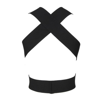 'Lucy' zwarte uitgesneden bandage crop top